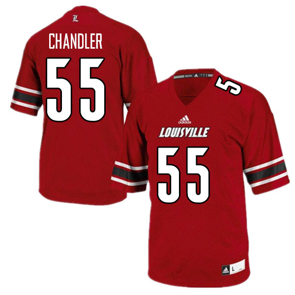 Men #55 Caleb Chandler Louisville Cardinals College Football Jerseys Sale-Red